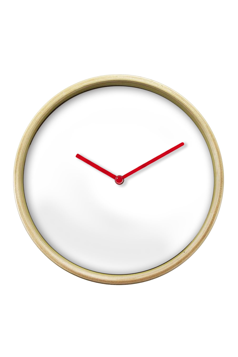 Natural Wall Clock, Red Hands — blank product