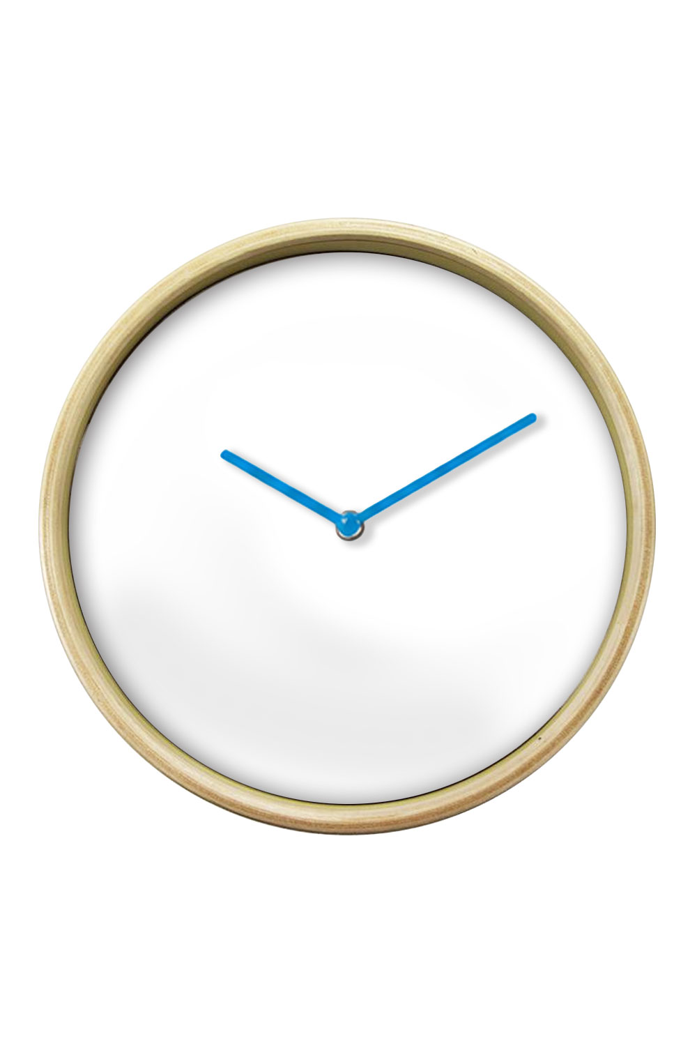 Natural Wall Clock, Blue Hands — blank product