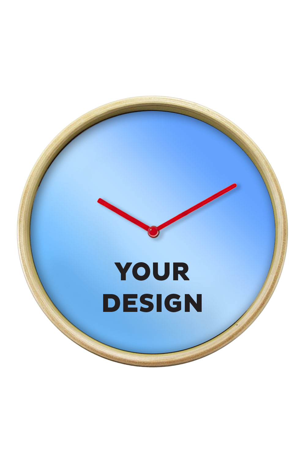 Natural Wall Clock, Red Hands