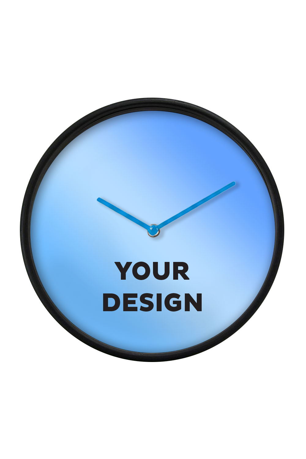 Black Wall Clock, Blue Hands