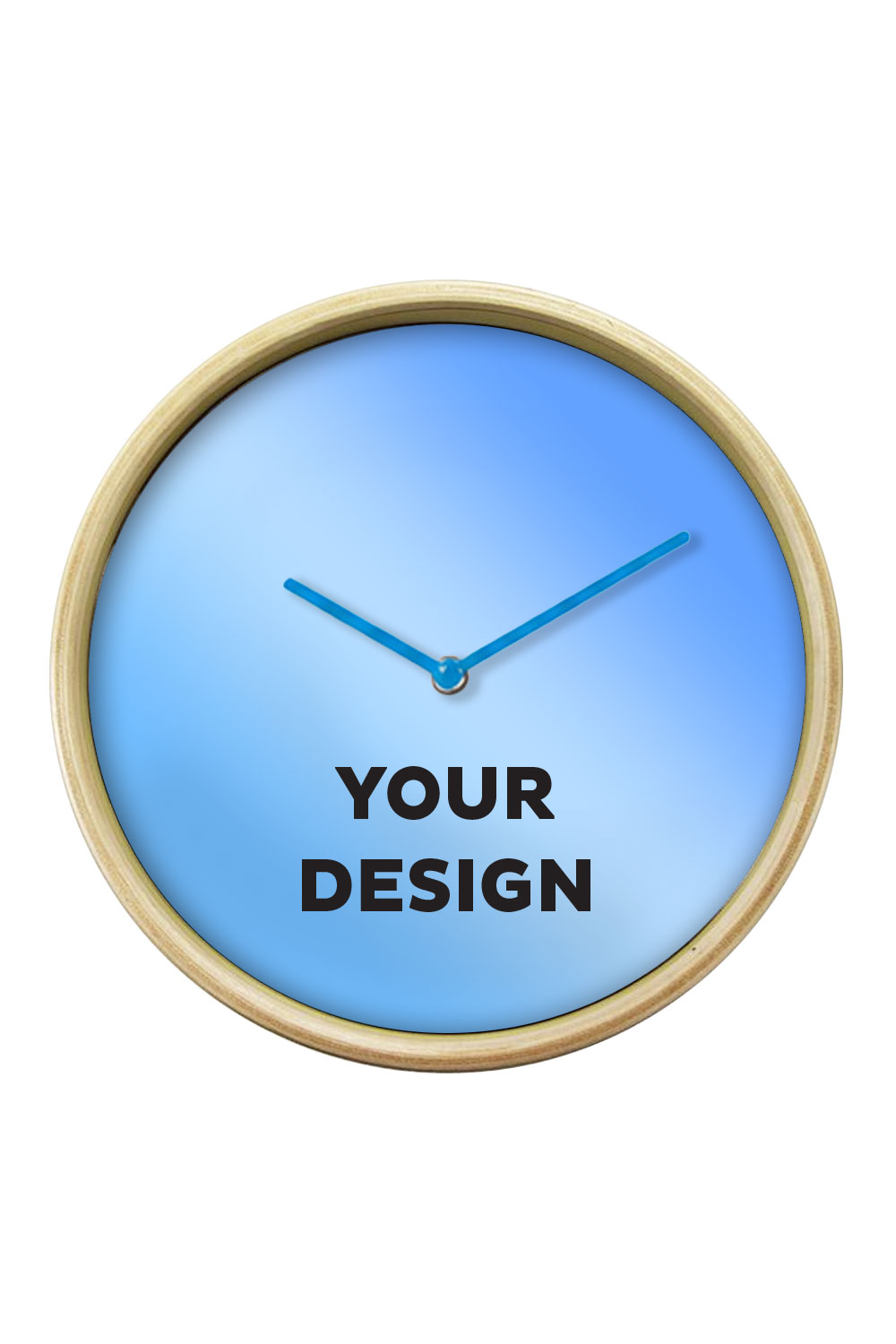 Natural Wall Clock, Blue Hands